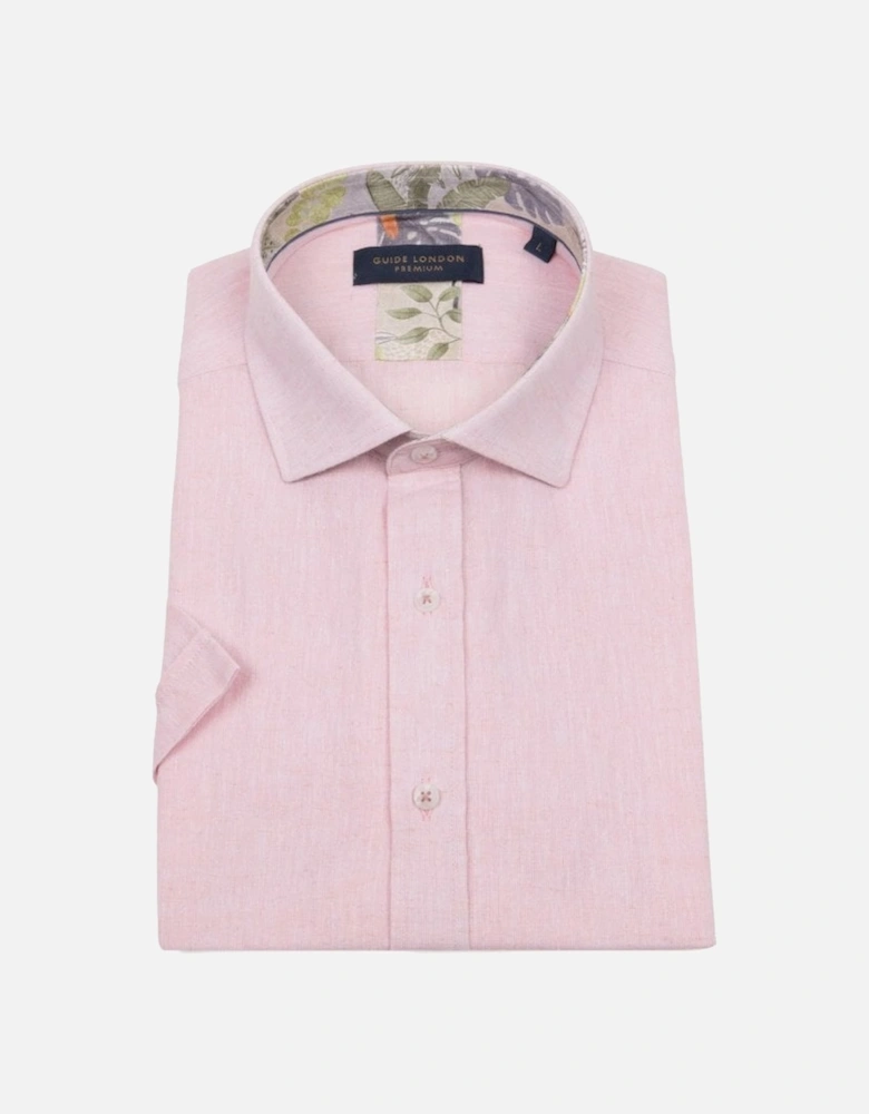 Linen/cotton Short Sleeve Shirt Pink