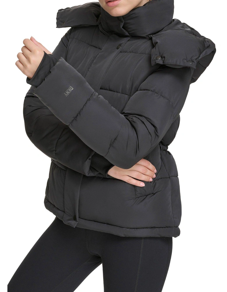 Lightweight Hooded Padded Jacket - Black