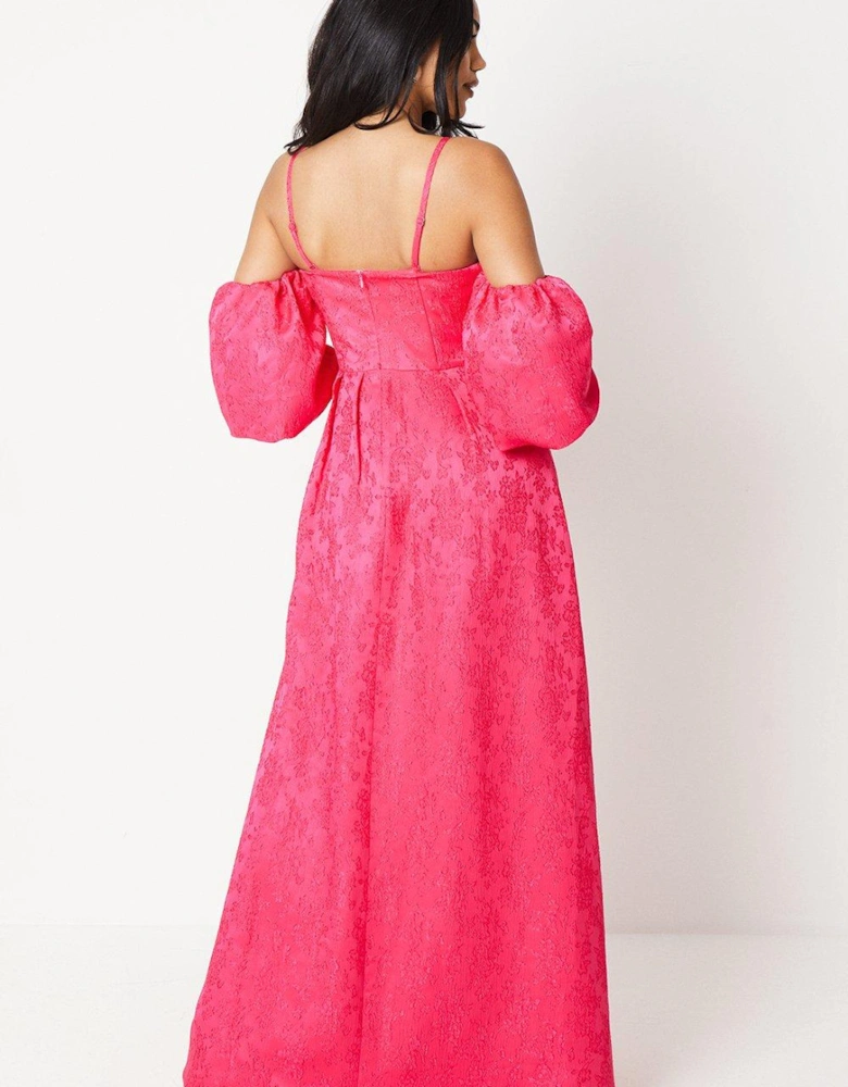 Detachable Puff Sleeves Bandeau Gown