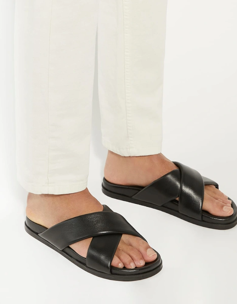 Mens Isaacs - Leather Cross Strap Sandals
