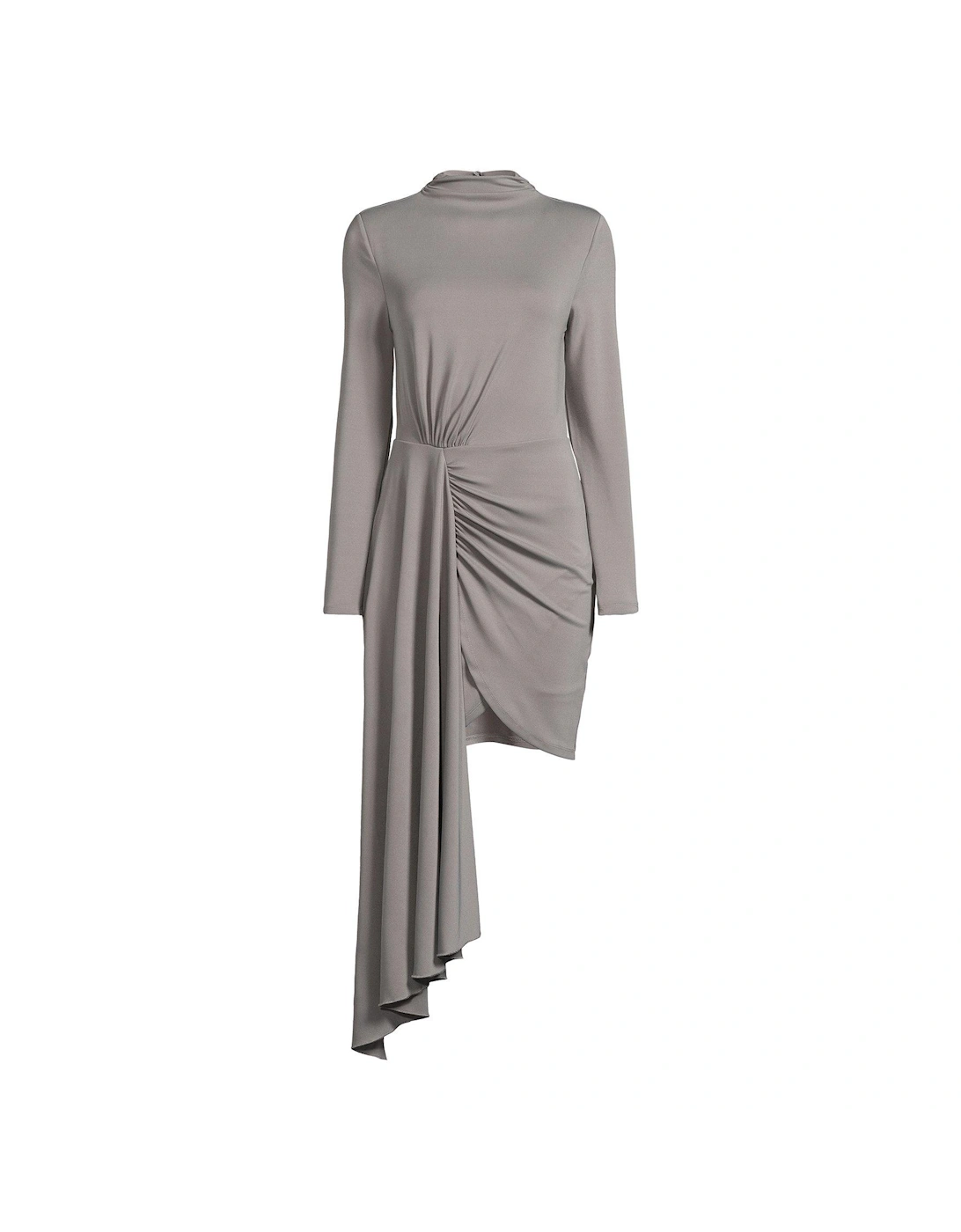 Jersey Drape Long Sleeve Mini Dress - Grey