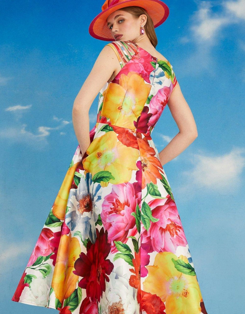 Lisa Tan Multi Strap Floral Midi Dress