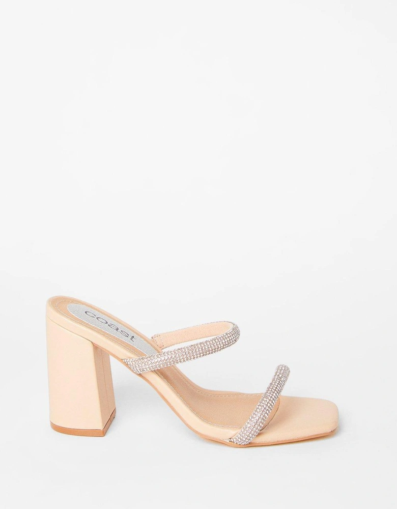 Tyla Diamante Slip-on High Block Heeled Sandals