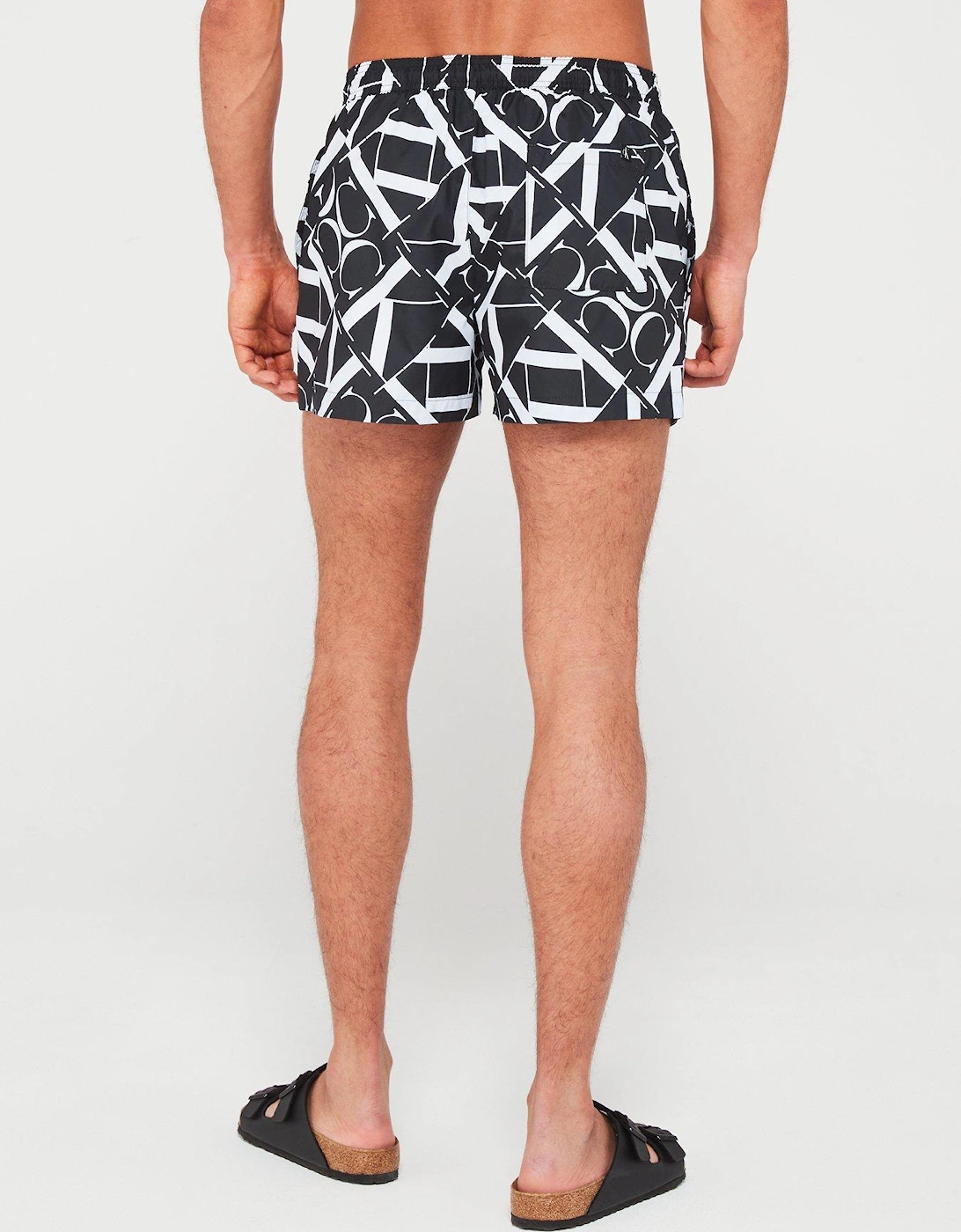 Medium Drawstring Printed Swim Shorts - Black 