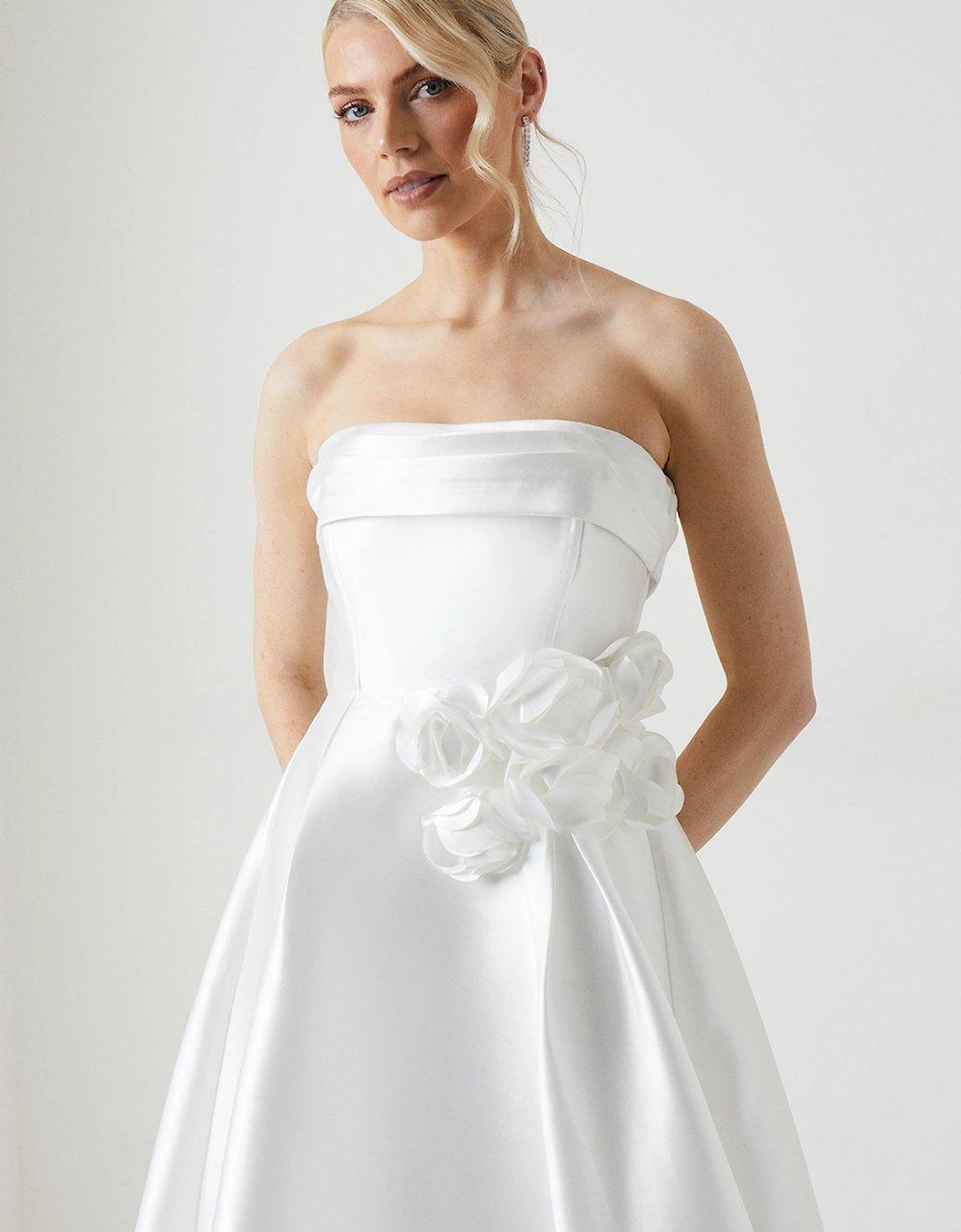 Corsage Detail Twill Wedding Dress