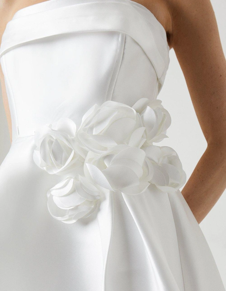 Corsage Detail Twill Wedding Dress
