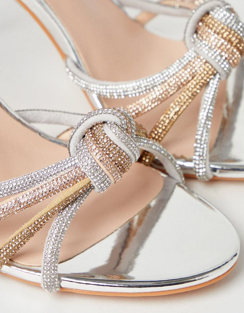 Tobi Diamante Knot Detail High Stiletto Heeled Sandals