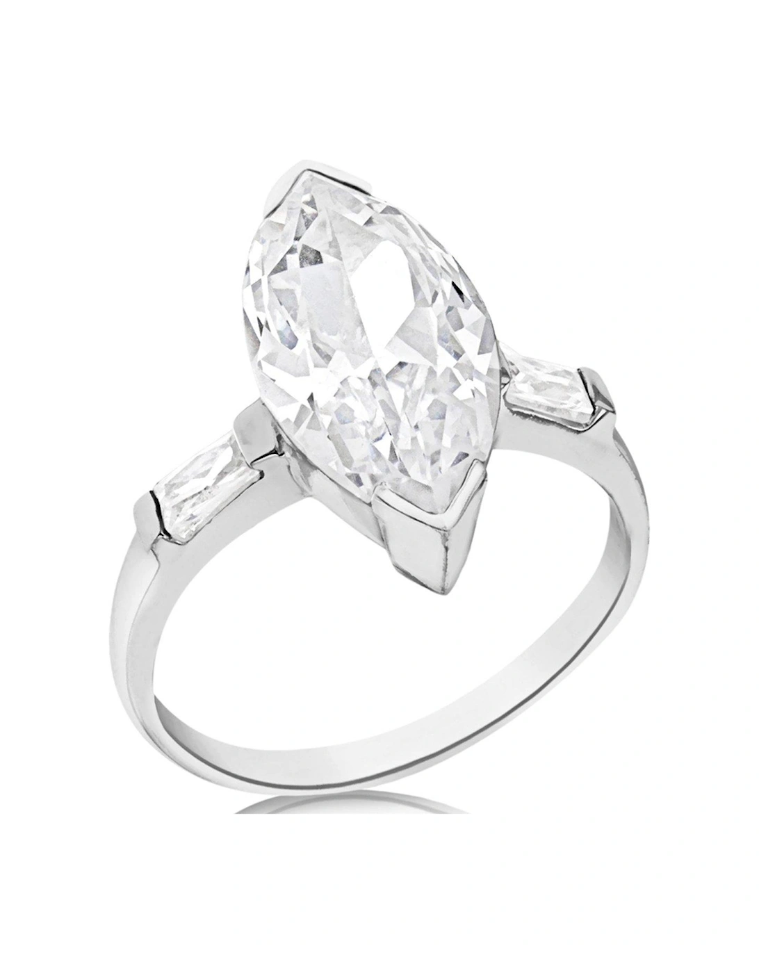 Sterling Silver White 8mm x 16mm Marquise CZ Shoulder-Detail Ring, 2 of 1