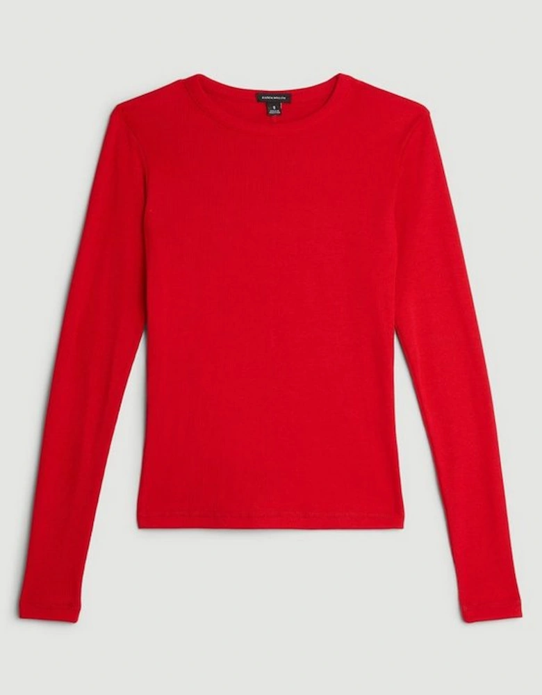 Compact Jersey Long Sleeve Ribbed Top