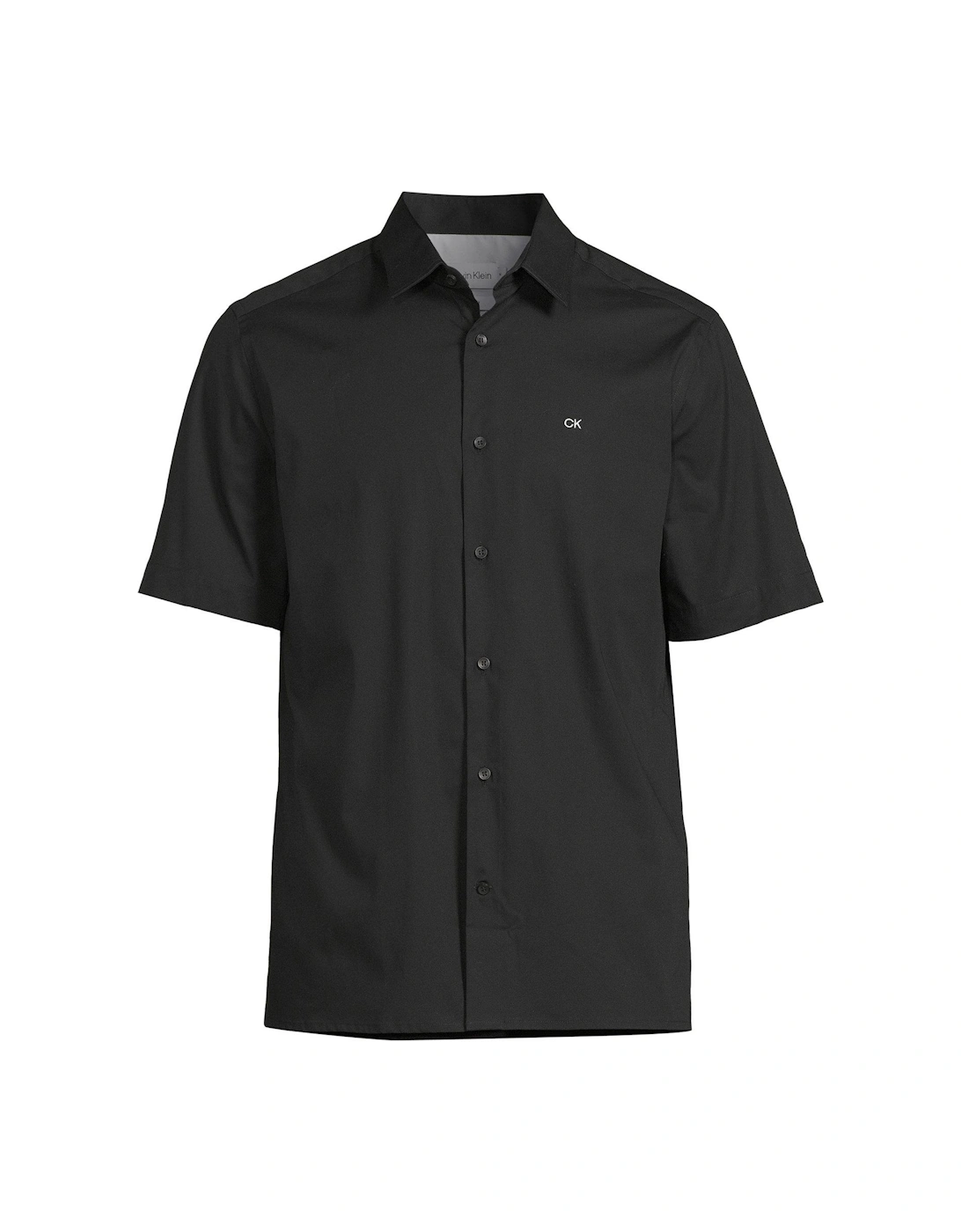 Poplin Stretch Short Sleeve Regular Shirt - Black