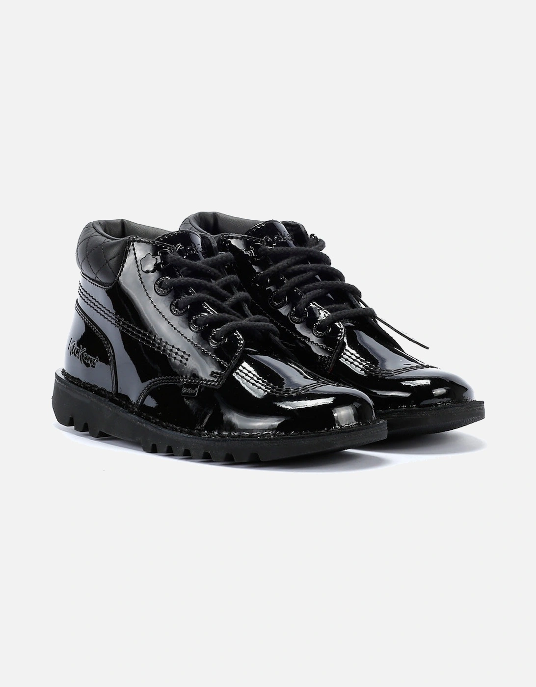 Kick Hi Youth Quilted Patent Black Shoes, 9 of 8