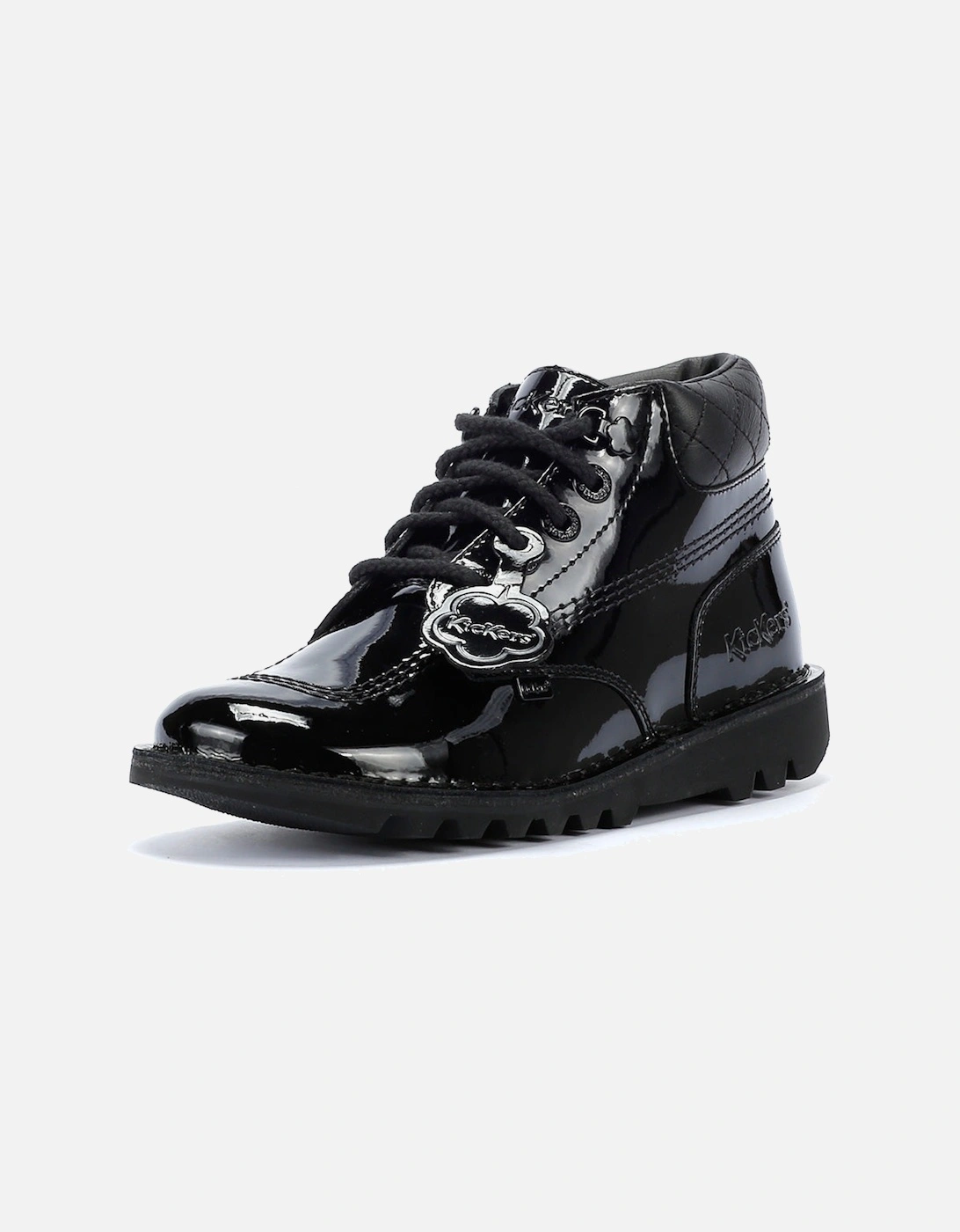 Kick Hi Youth Quilted Patent Black Shoes