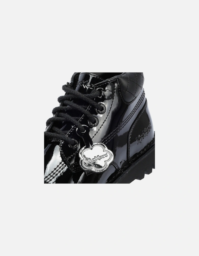 Kick Hi Youth Quilted Patent Black Shoes