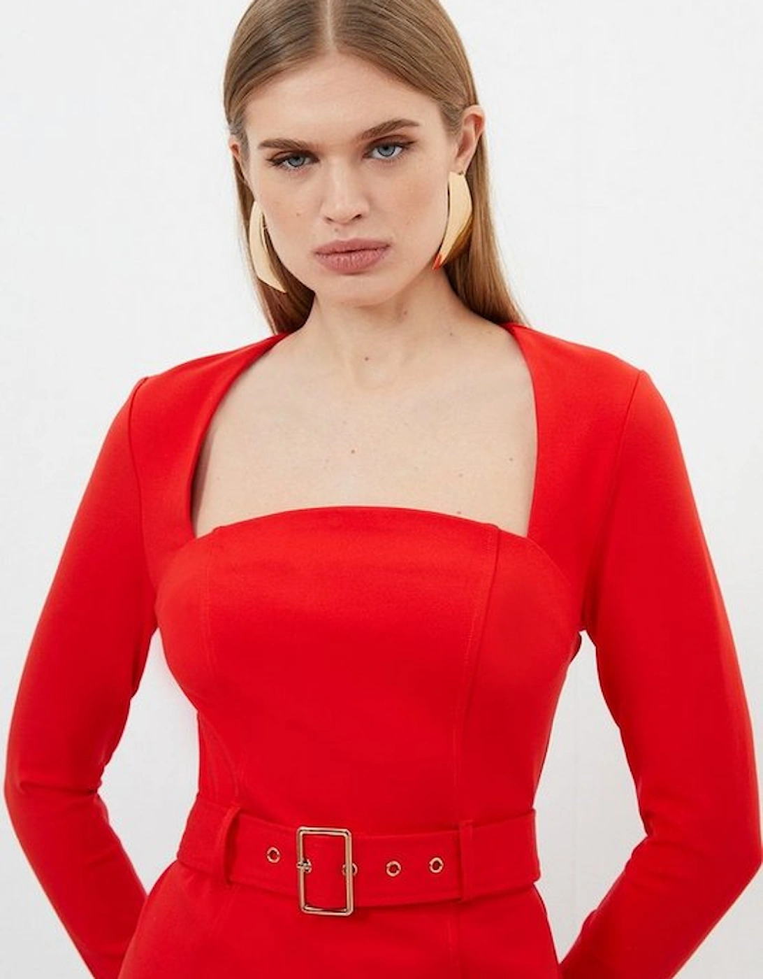 Jersey Ponte Belted Mini Dress