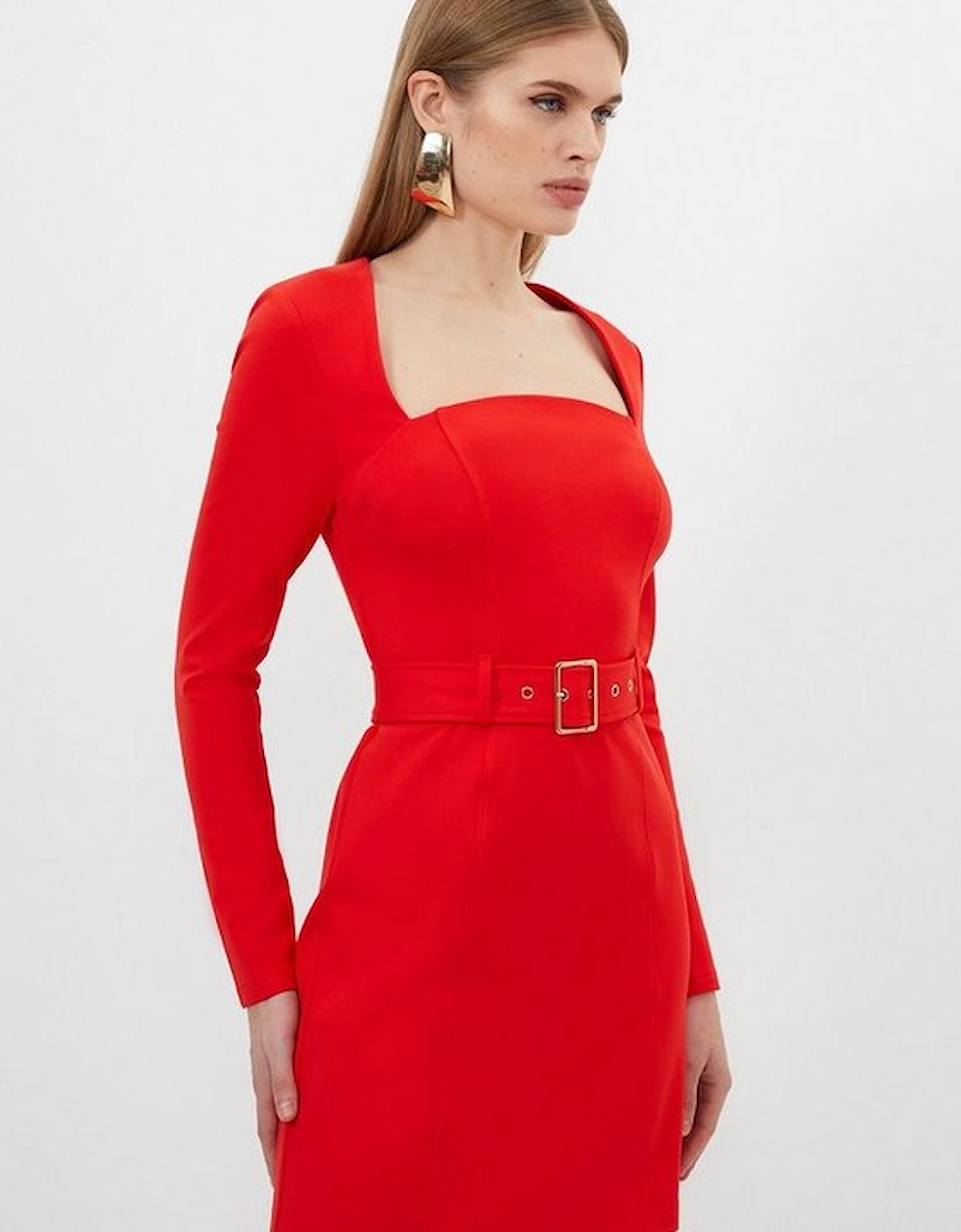 Jersey Ponte Belted Mini Dress