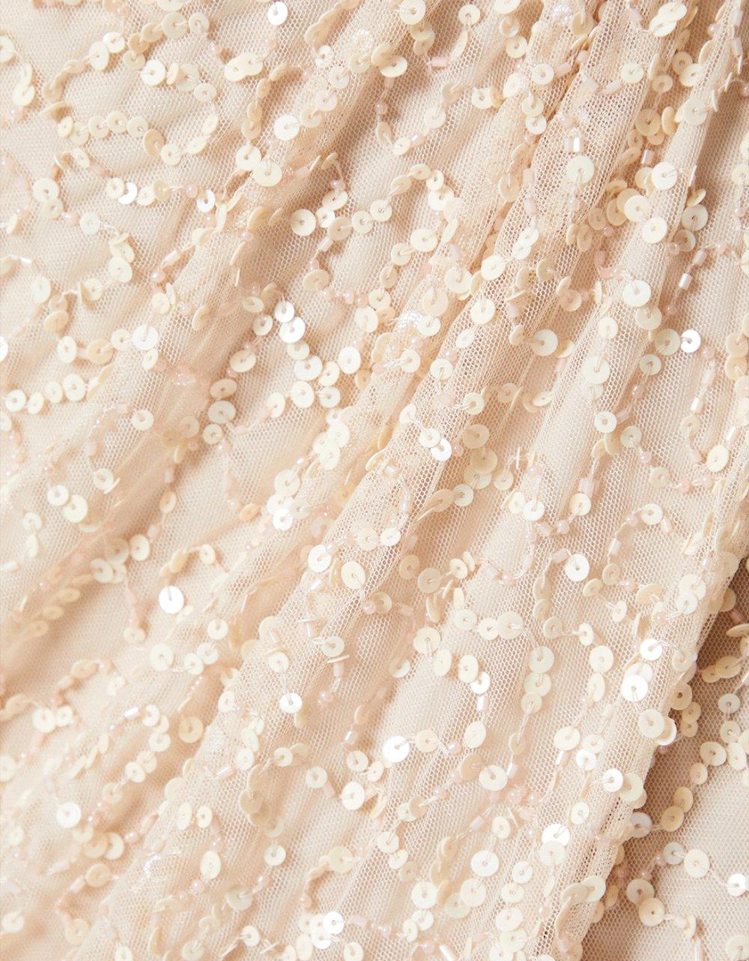 Hand Embellished Corset Bodice Bardot Midi Dress