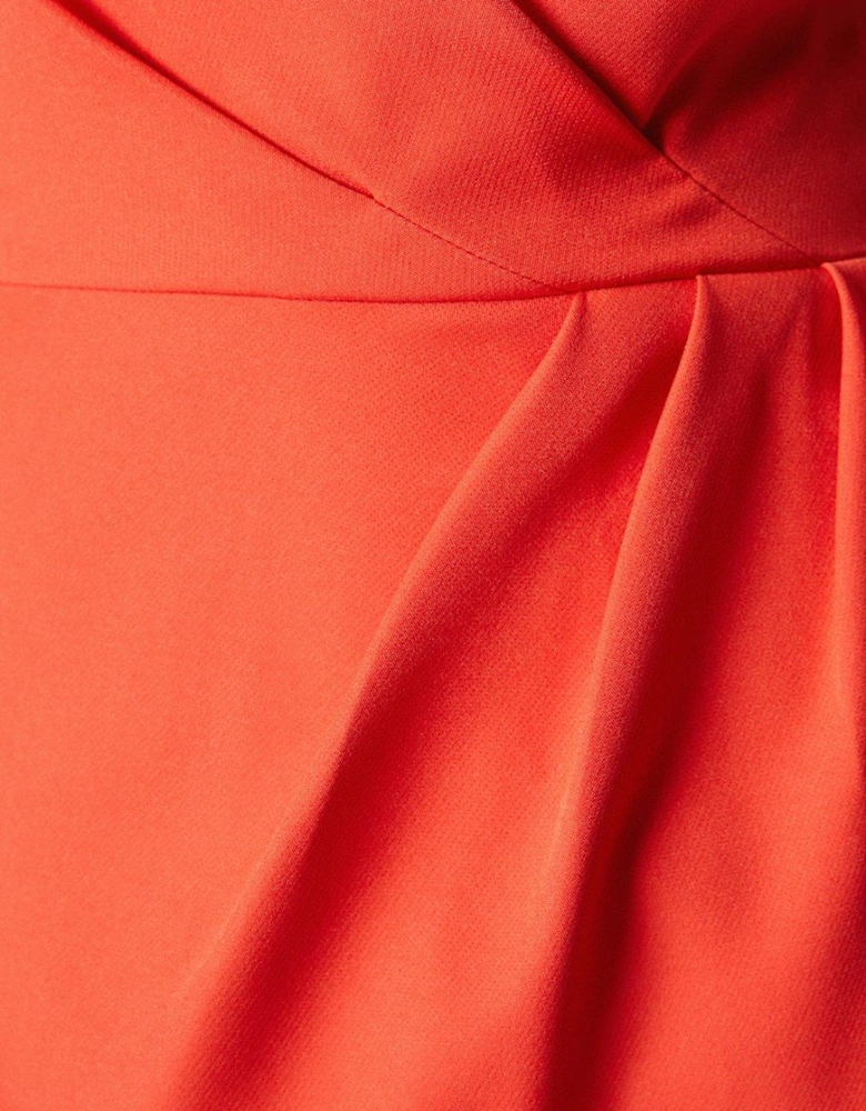 Ruffle Cape Sleeve Wrap Skirt Midi Dress
