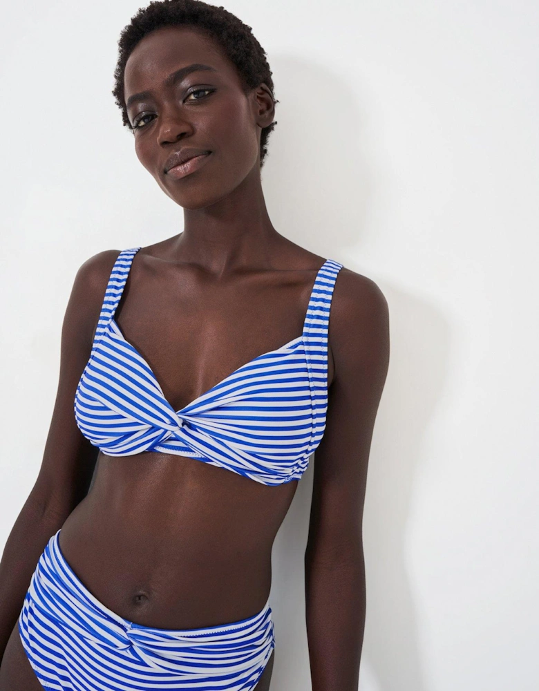 Twist Stripe Bikini Top - Blue
