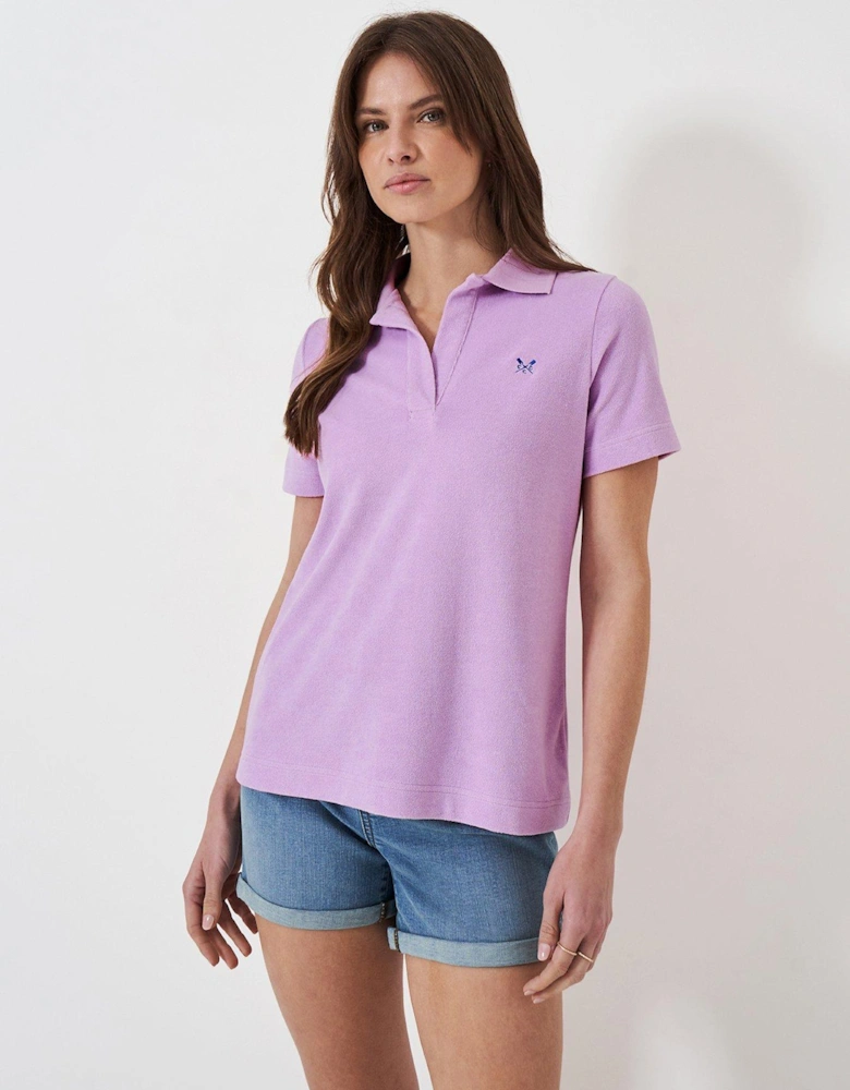 Towelling Polo Shirt - Lilac
