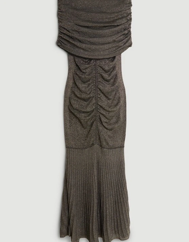 Slinky Viscose Sparkle Bardot Knit Maxi Dress