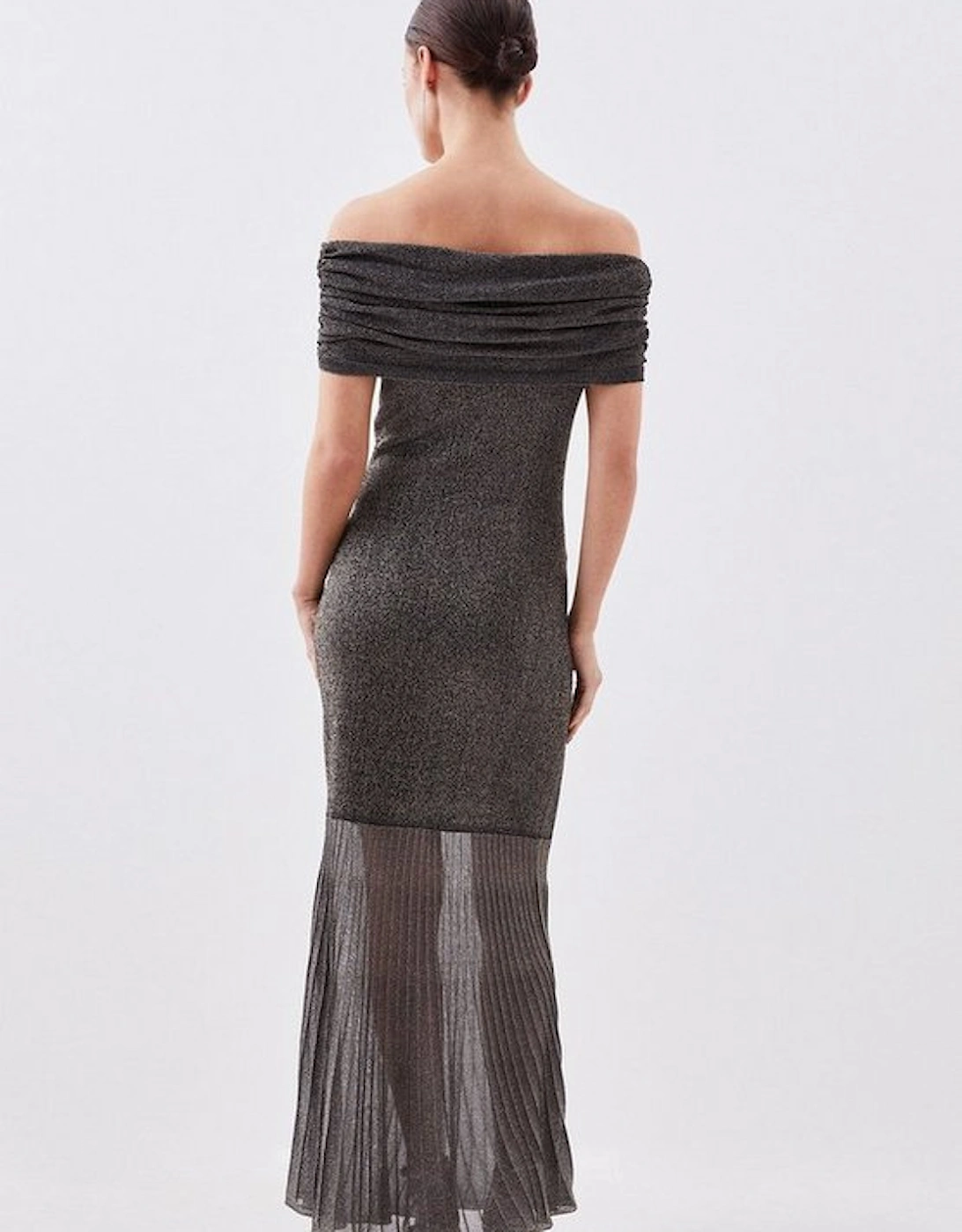 Petite Slinky Viscose Sparkle Bardot Knit Maxi Dress