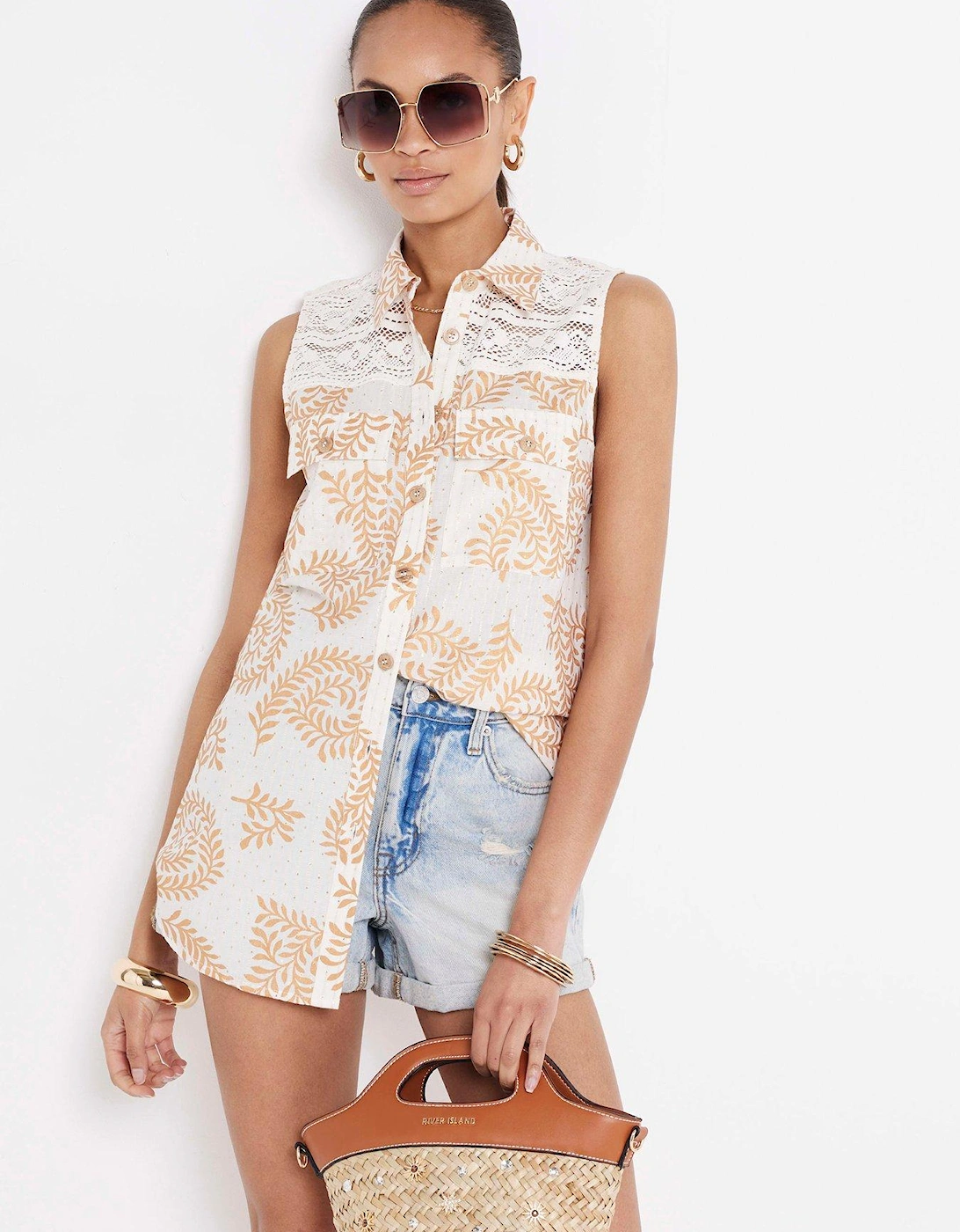 Lace Detail Shirt - Cream, 2 of 1