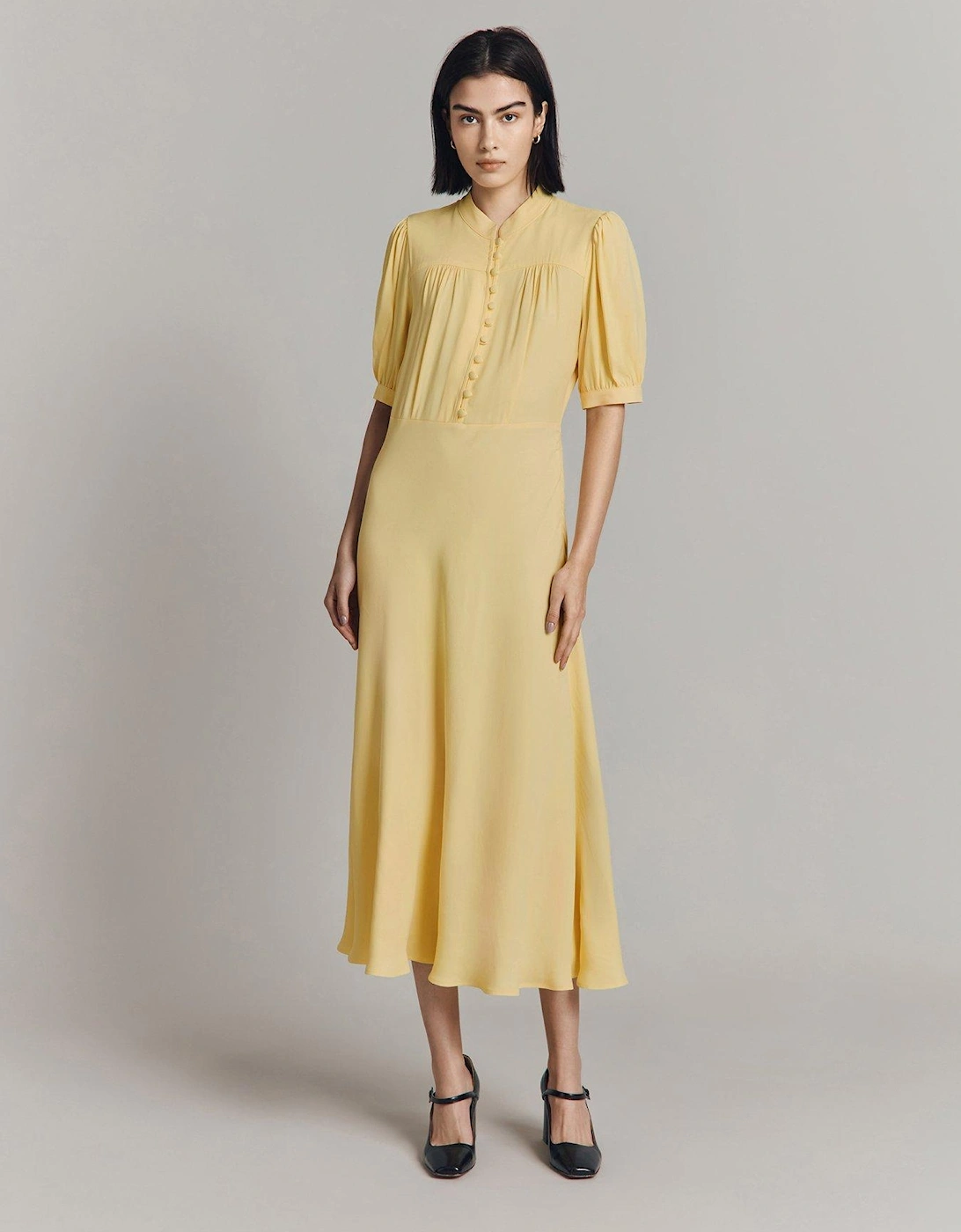 Adele Short Sleeve Midaxi Dress - Yellow, 6 of 5