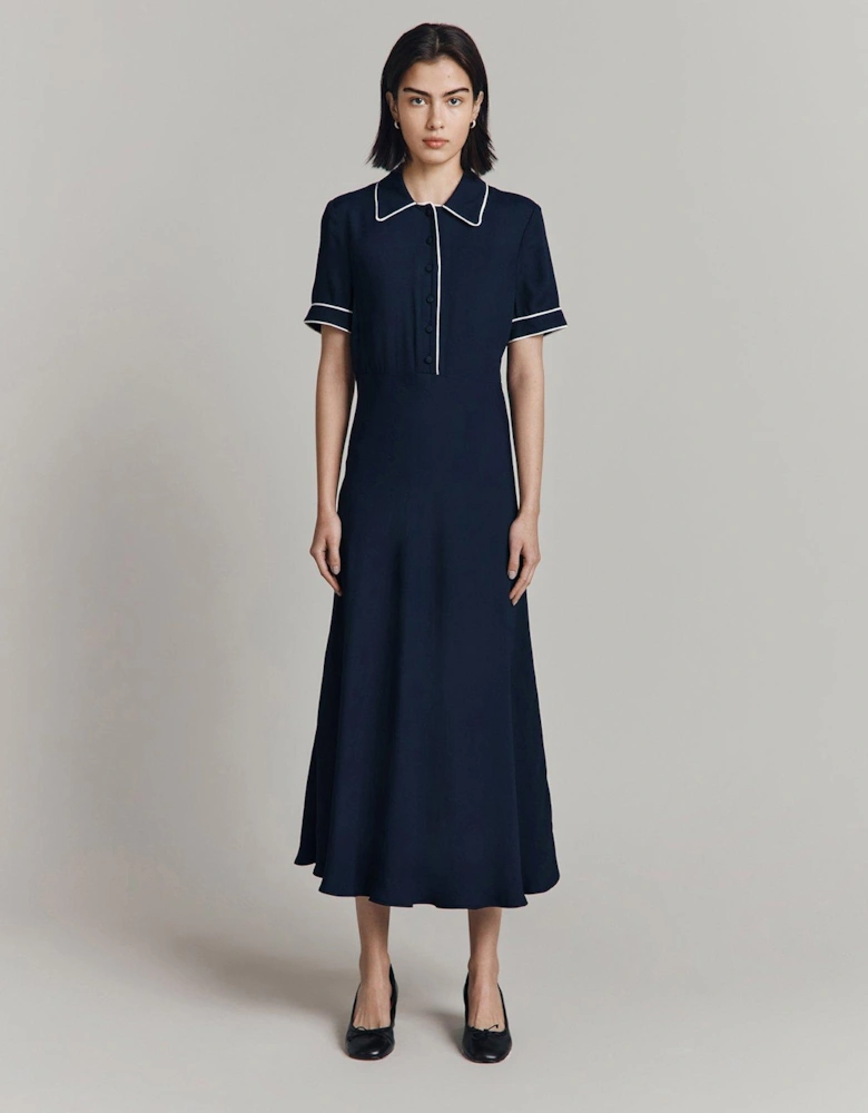 Sophia Short Sleeve Midaxi Dress - Navy