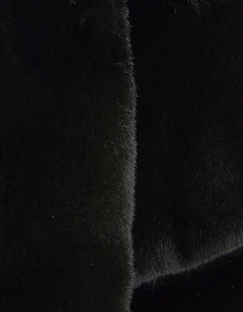 Panelled Faux Fur Coat - Black