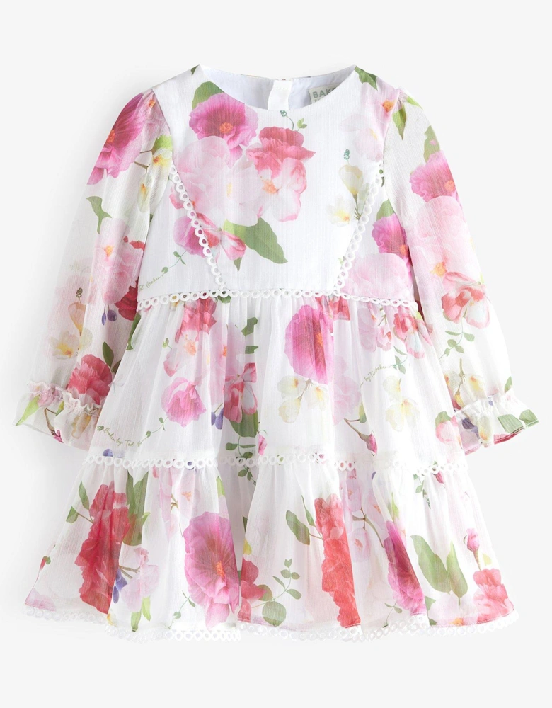 BYG1 WHITE FLORAL LACE DRESS IN NEW PRINT