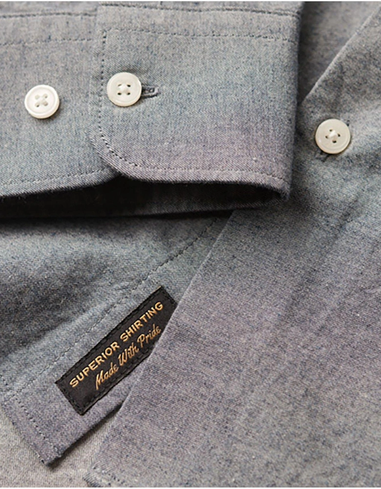 Cotton Twill Long Sleeve Shirt - Light Blue