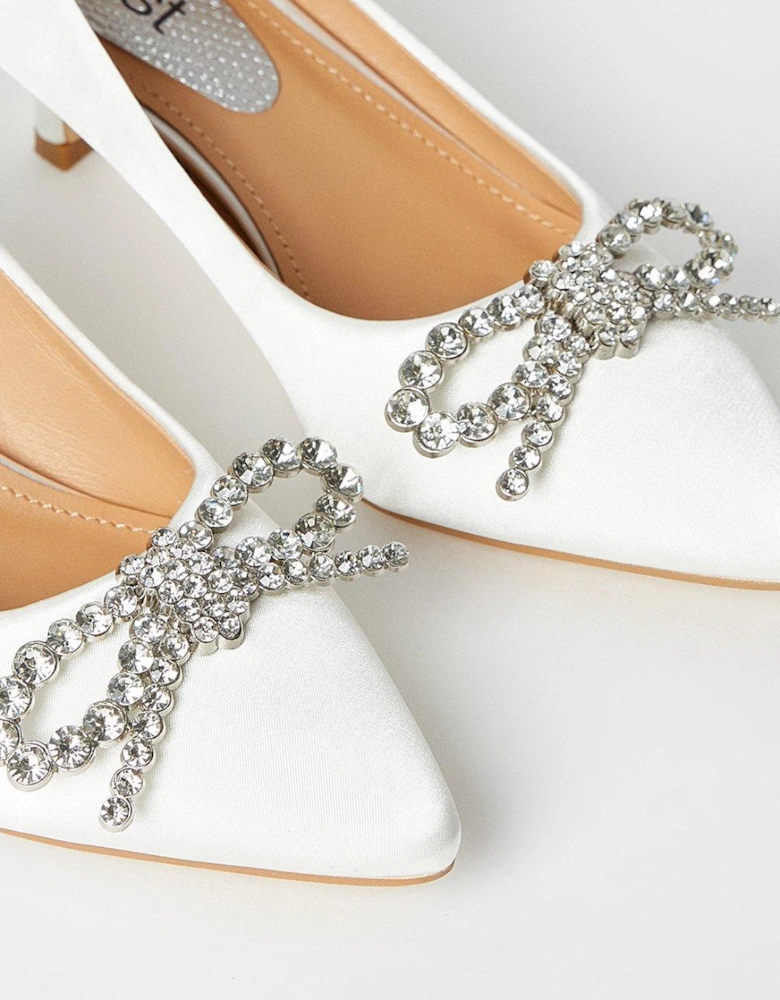 Tess Bridal Diamante Brooch Detail Kitten Heel Court Shoes