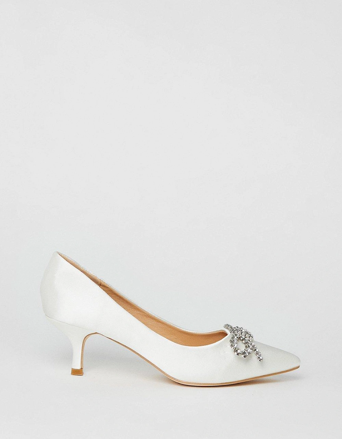 Tess Bridal Diamante Brooch Detail Kitten Heel Court Shoes