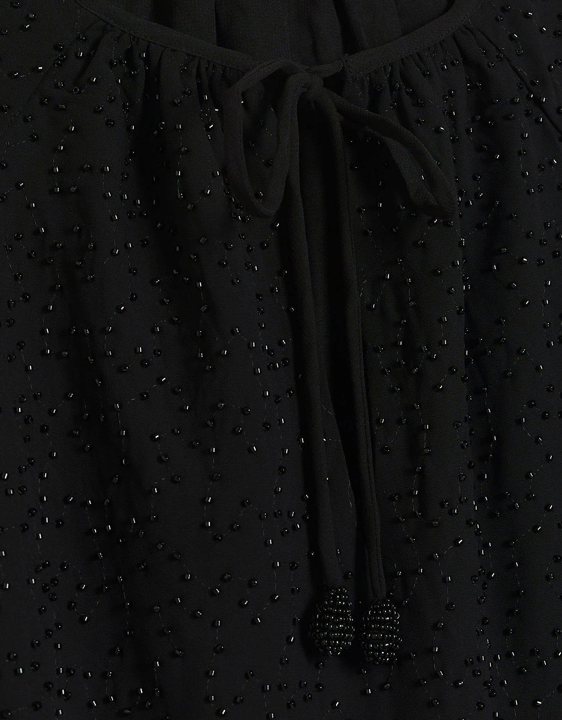 Pearl Detail Top - Black