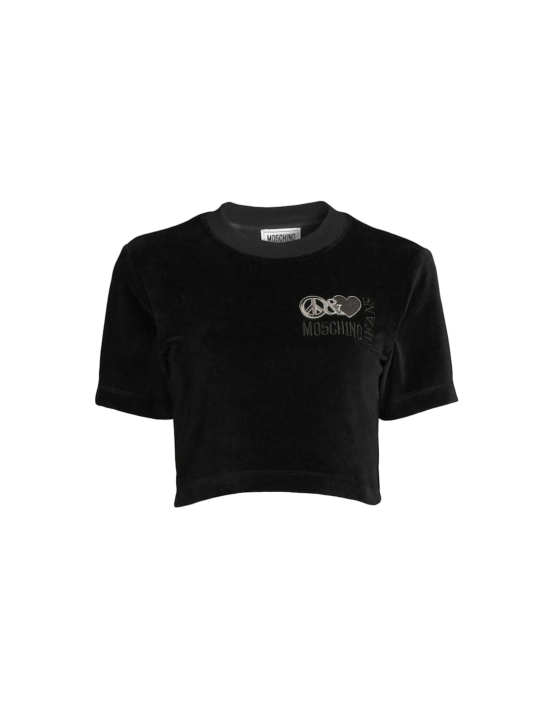Cropped Velour T-shirt - Fantasy Print Black