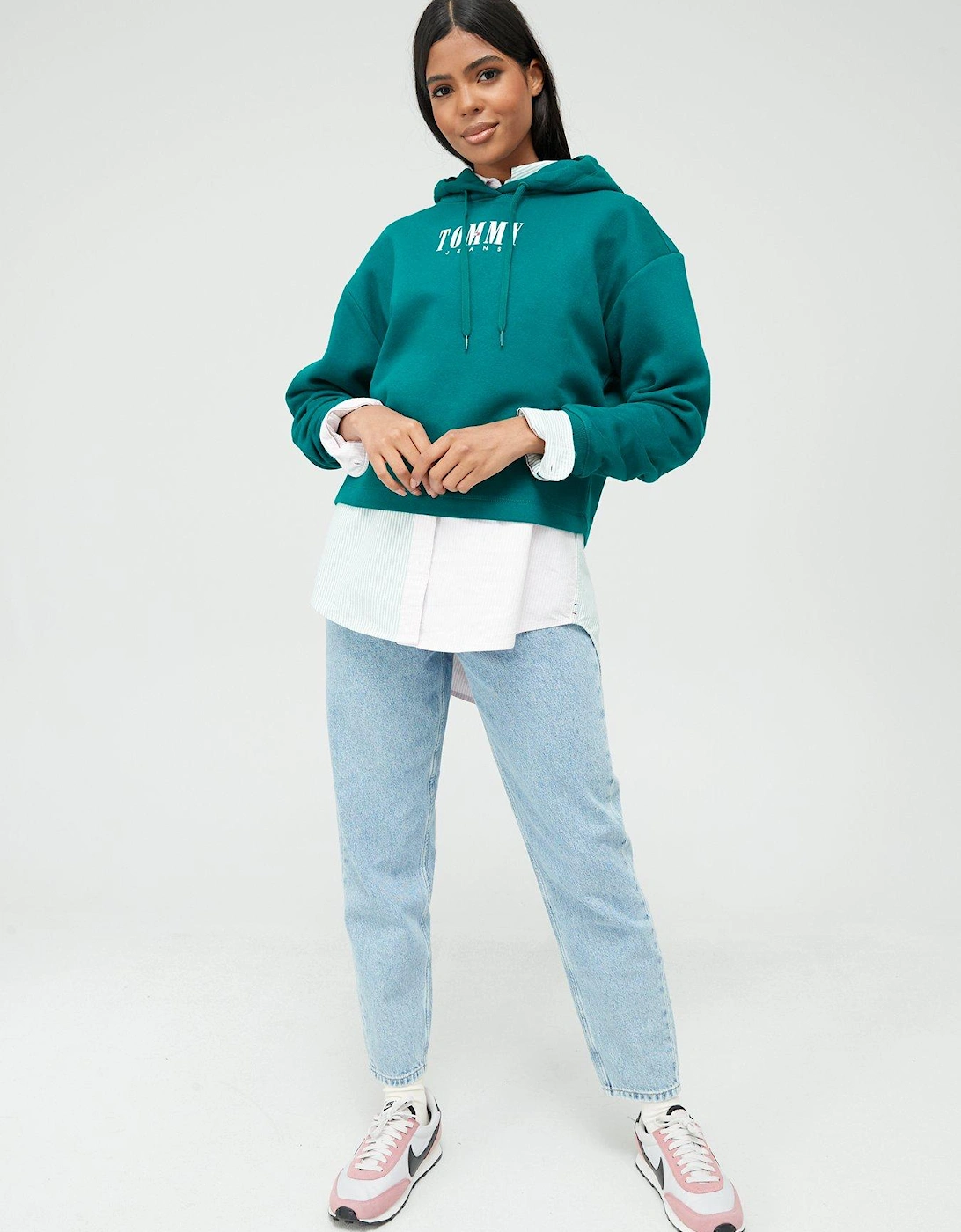 Relaxed Essential Logo 2 Hoodie - Green