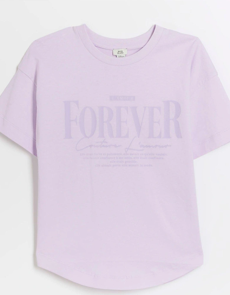 Girls Graphic Print T-shirt - Purple