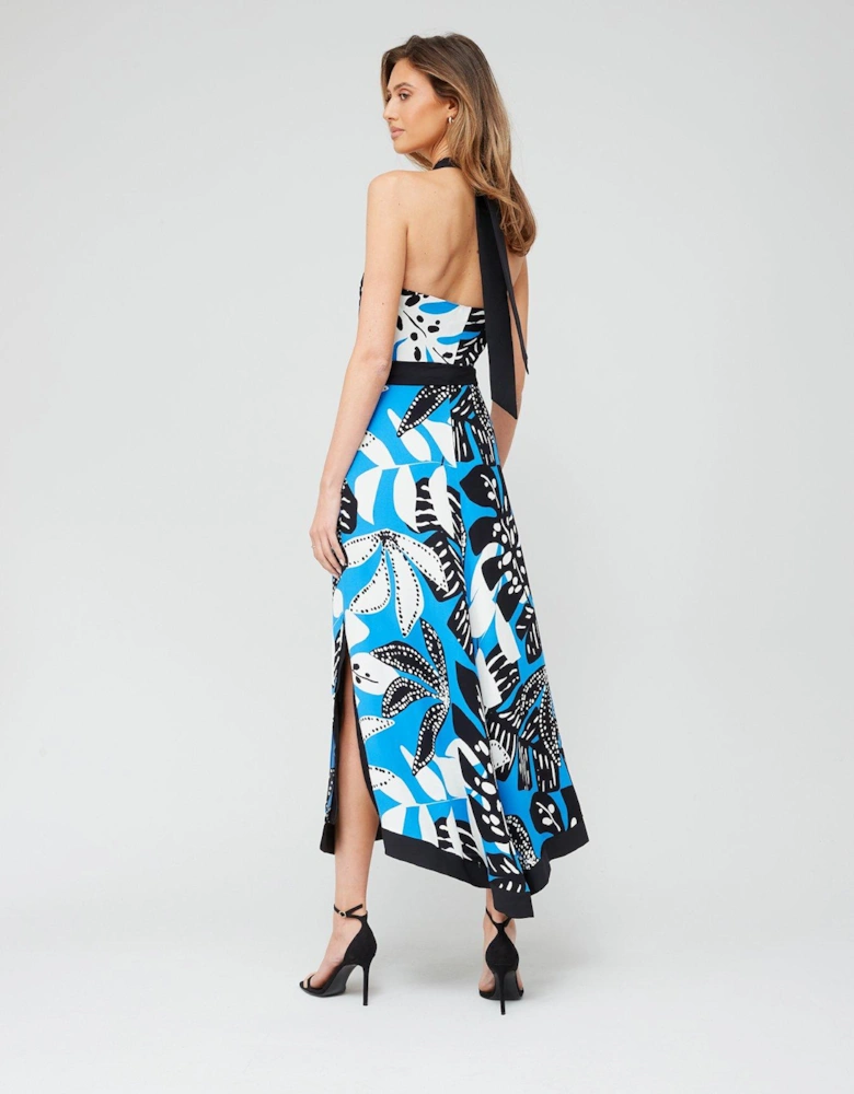Maxi Viscose Palm Print Dress - Multi