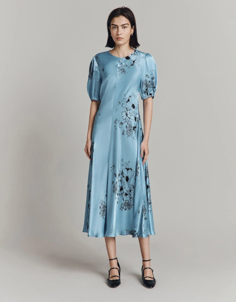 Paloma Short Sleeve Midaxi Dress - Blue