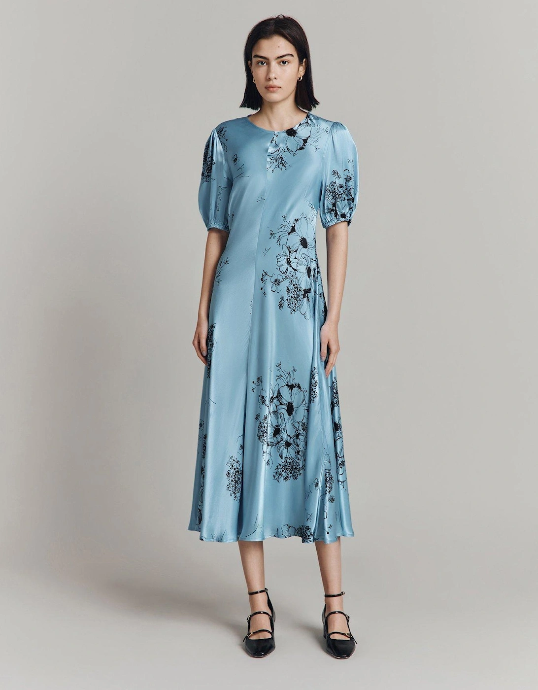 Paloma Short Sleeve Midaxi Dress - Blue, 2 of 1