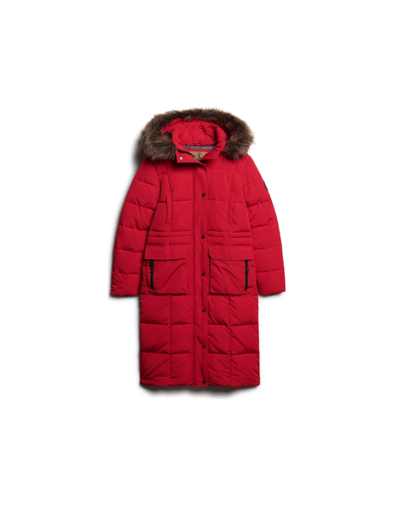 Everest Longline Puffer Coat - Red