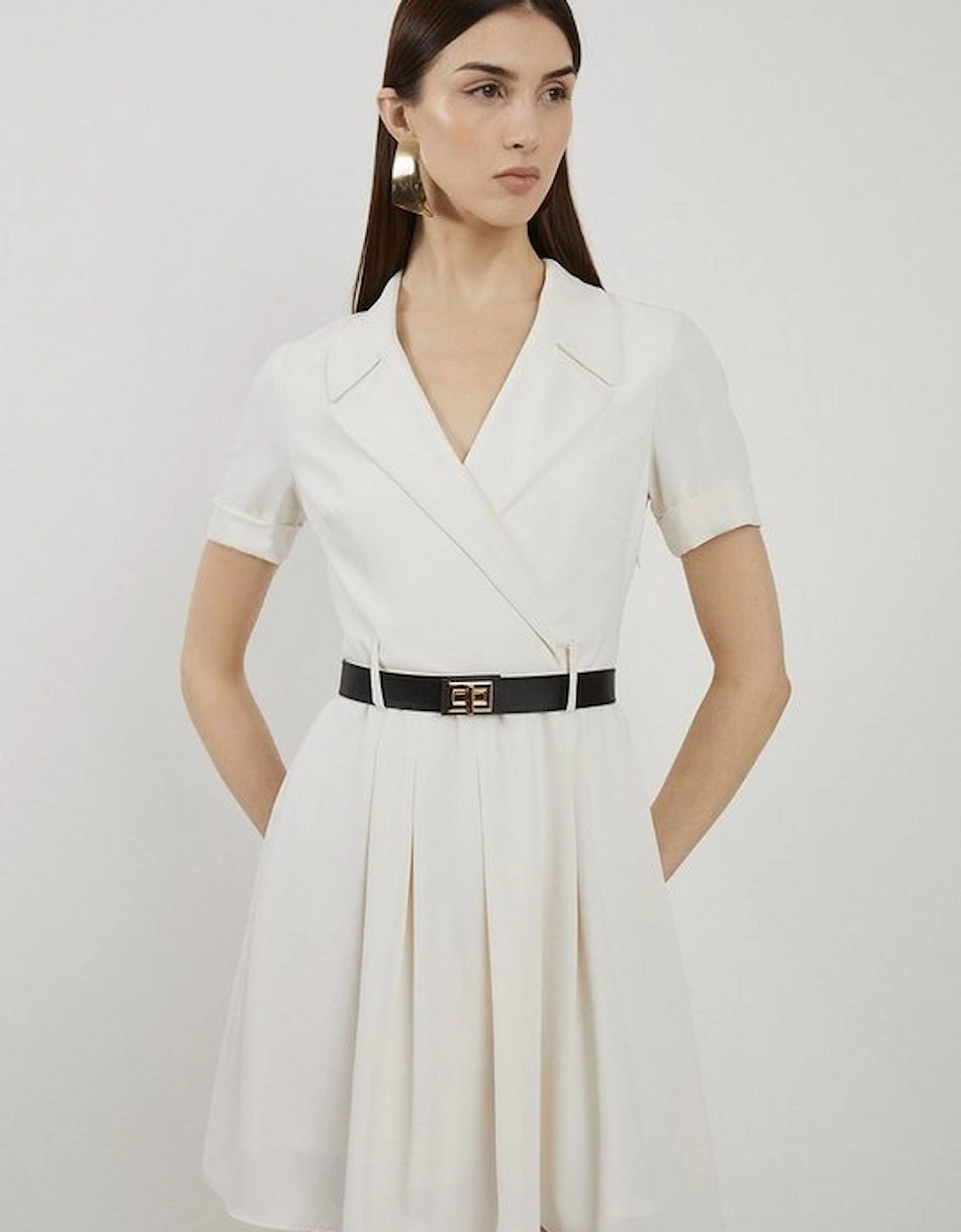 Soft Tailored Belted Mini Shirt Dress, 4 of 3