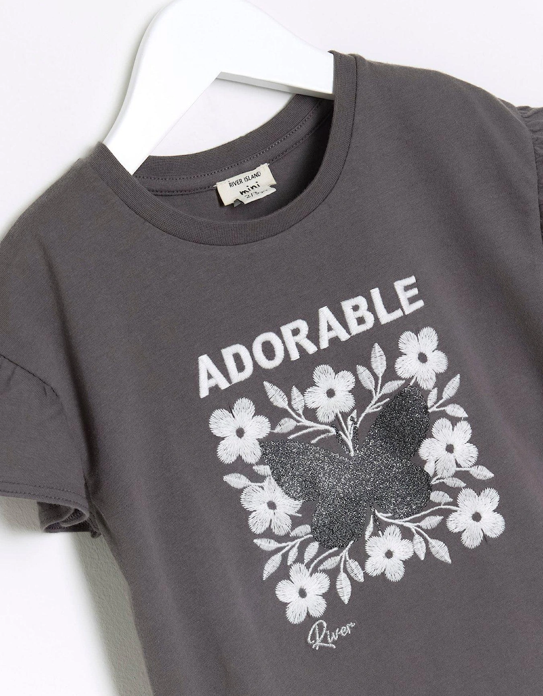 Mini Girl Butterfly T-Shirt Set - Grey