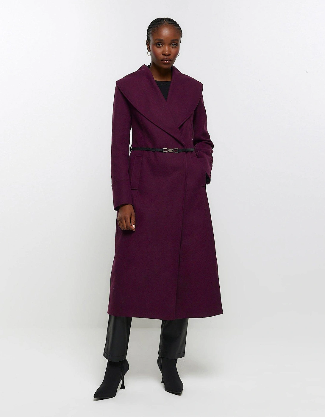 Shawl Cinched Coat - Dark Red, 6 of 5