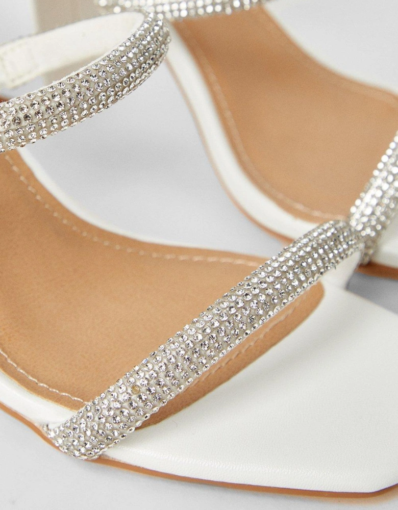Tyla Bridal Diamante Slip-on High Block Heeled Sandals