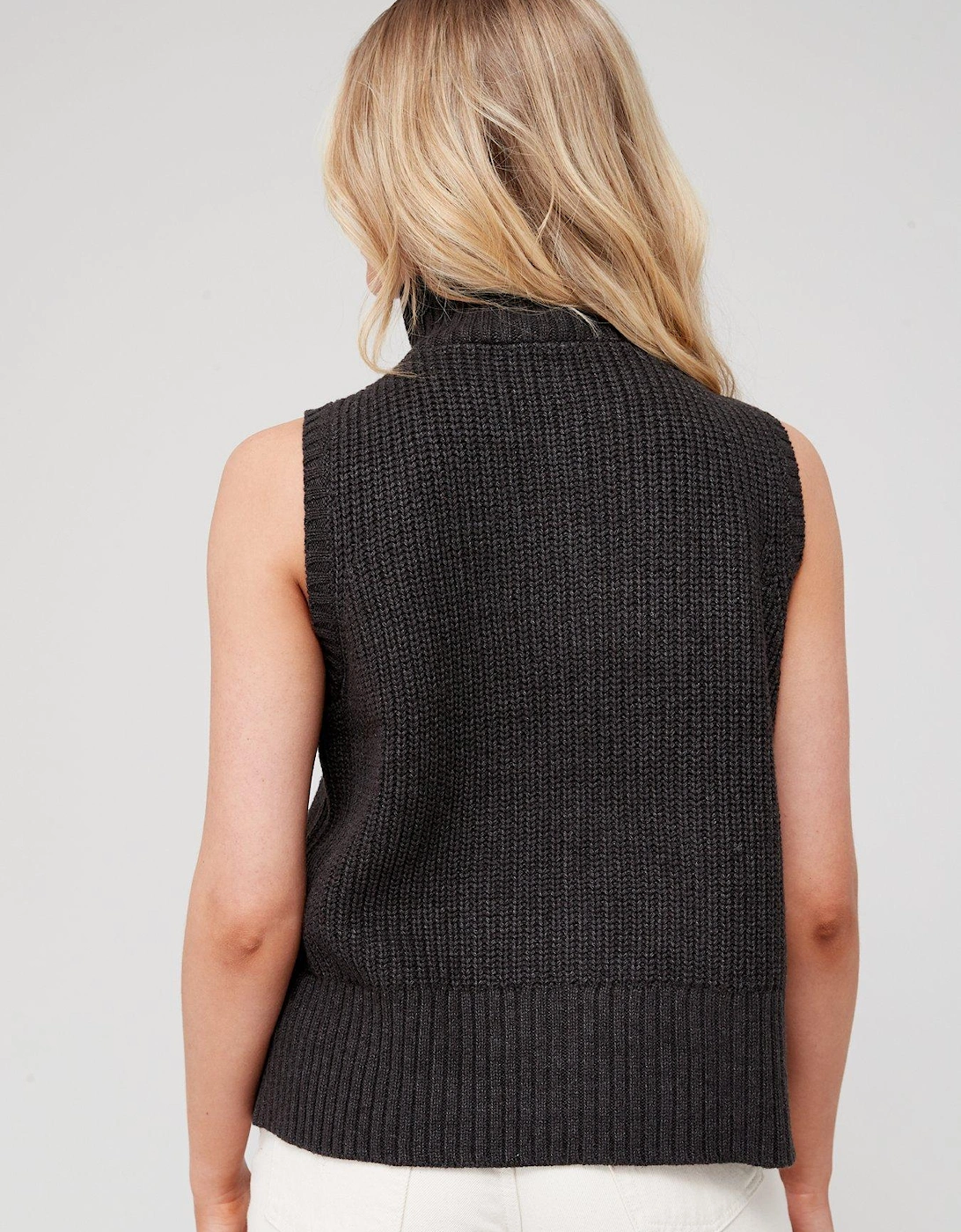 Emily Zip Knit Vest - Black 