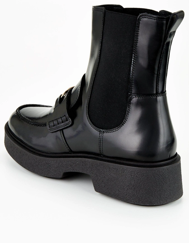 Hardware Loafer Leather Boot - Black
