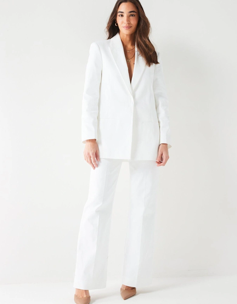 Cotton Twill Tailored Blazer - White