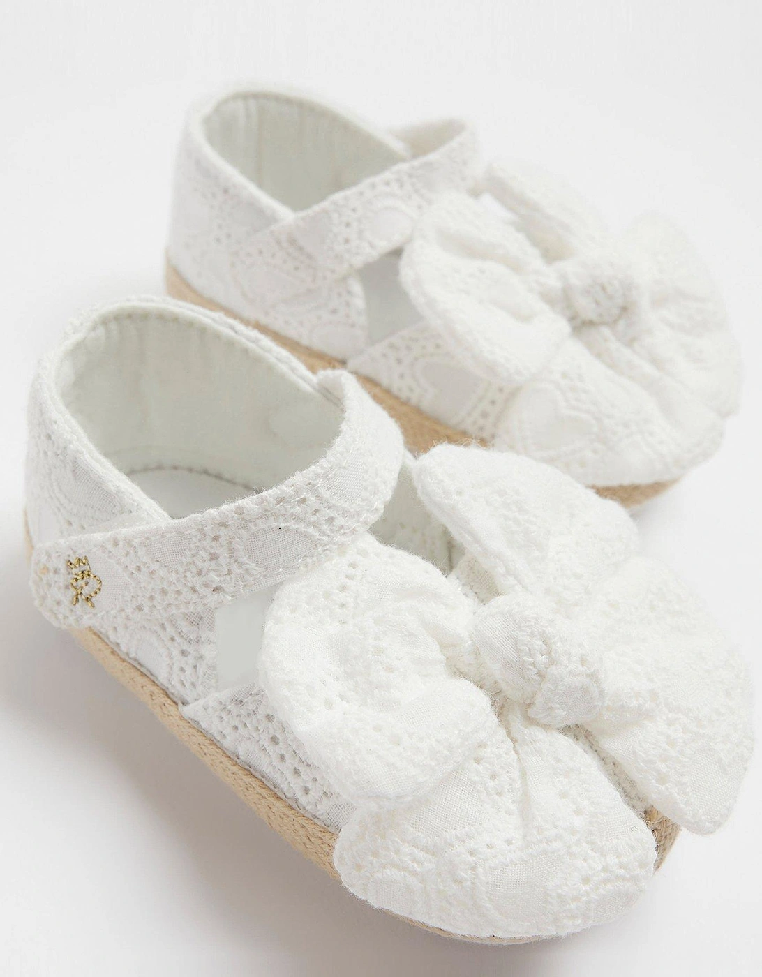 Baby Girl Broderie Bow Sandals - White
