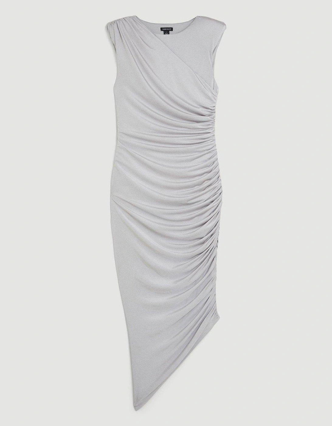 Crepe Draped Midi Dress - Silver